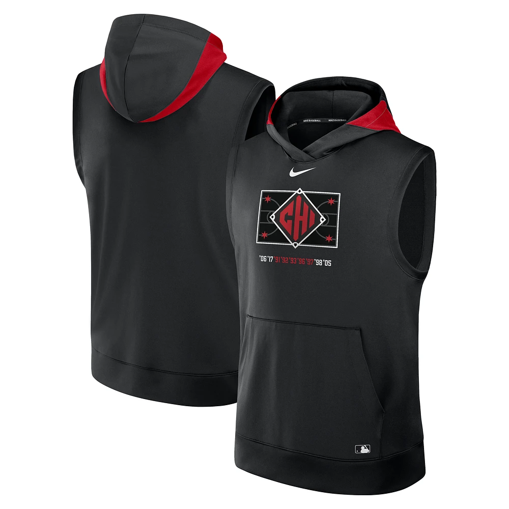 Men's Nike Black/Red Chicago White Sox 2025 City Connect Authentic Collection Performance Sleeveless Pullover Hoodie