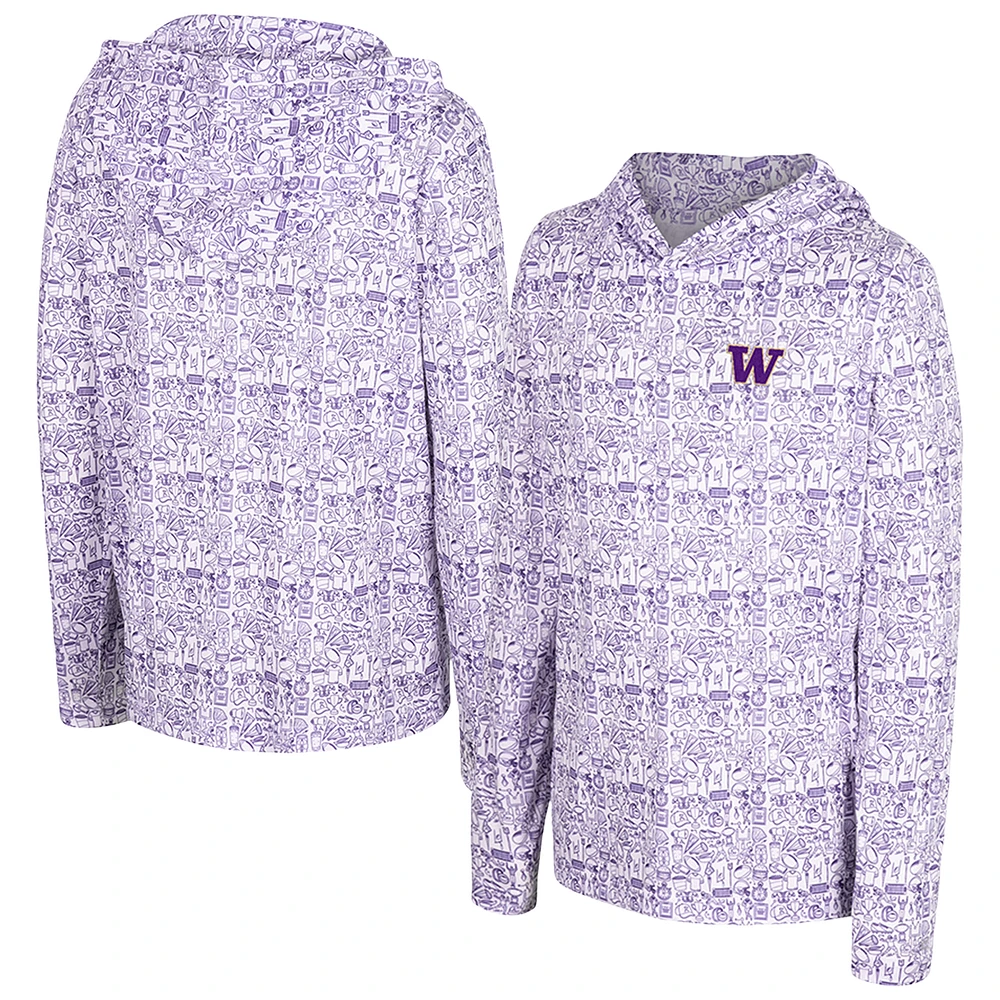 Youth Colosseum Purple Washington Huskies All-Over Print Hoodie