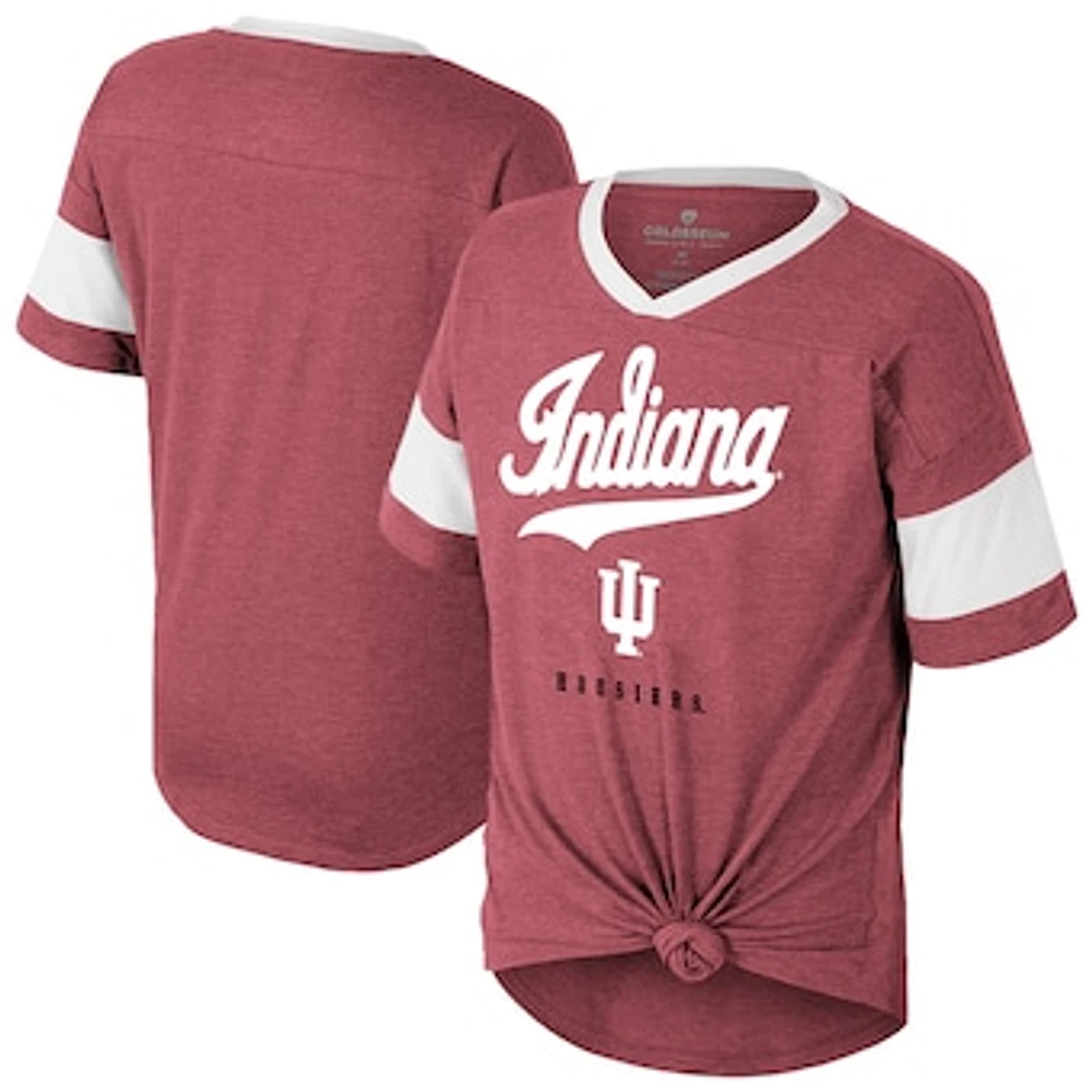 Girls Youth Colosseum  Crimson Indiana Hoosiers Frontier Tie Front T-Shirt