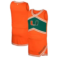 Girls Youth Colosseum Orange Miami Hurricanes Cheerleader Top & Skirt Set