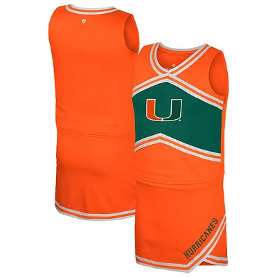 Girls Youth Colosseum Orange Miami Hurricanes Cheerleader Top & Skirt Set