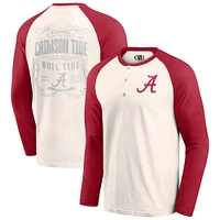 Men's Darius Rucker Collection by Fanatics Light Beige Alabama Crimson Tide Raglan Henley Long Sleeve T-Shirt