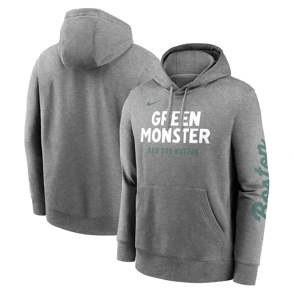 Men's Nike Heather Charcoal Boston Red Sox 2025 City Connect French Terry Club Fleece Pullover Hoodie