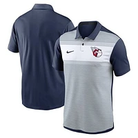 Men's Nike White/Navy Cleveland Guardians Vapor Striped Performance Polo