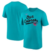 Men's Nike Teal Miami Marlins 2025 City Connect Team Phrase Script Legend Performance T-Shirt