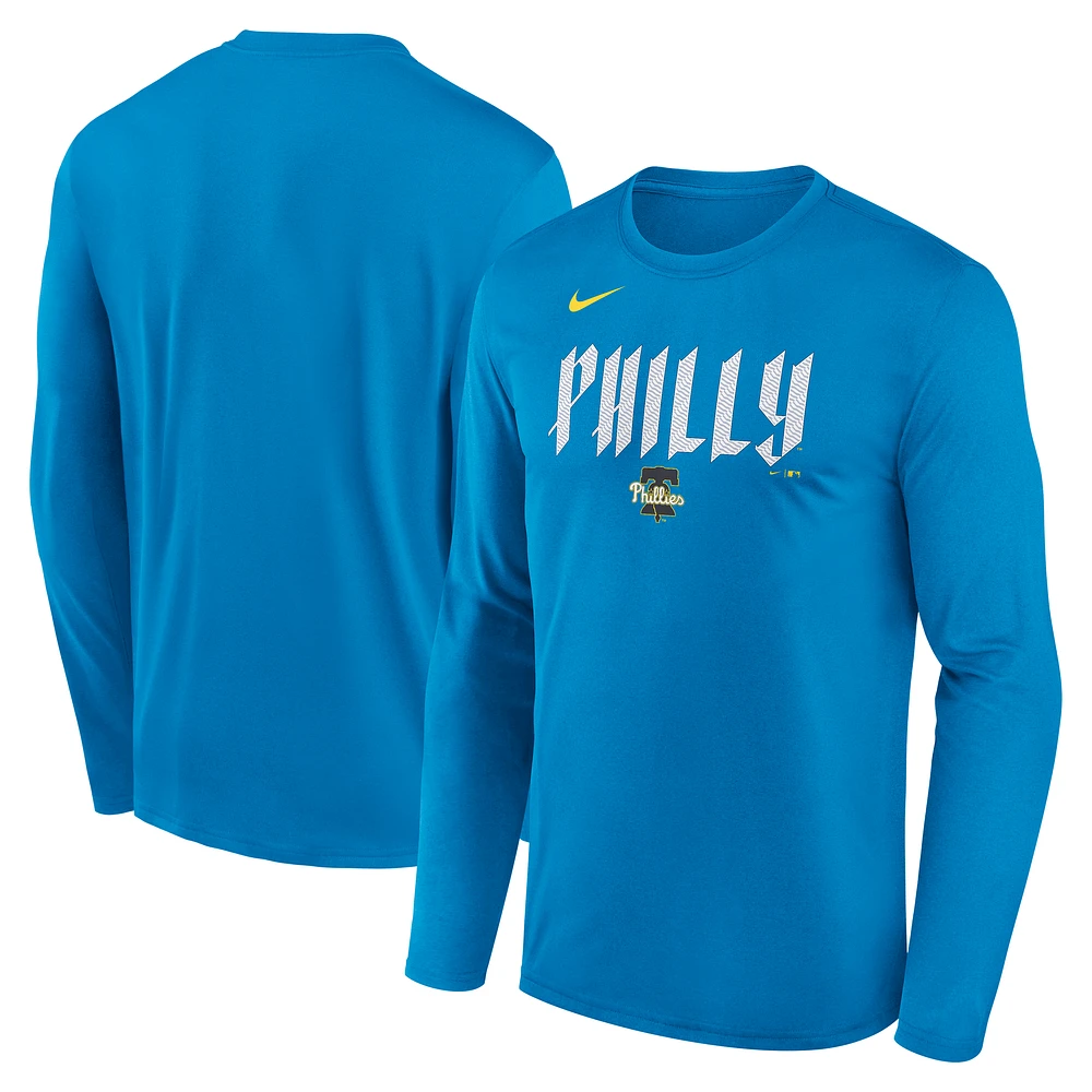 Men's Nike Royal Philadelphia Phillies City Connect Legend Performance Long Sleeve T-Shirt