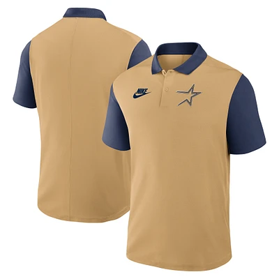 Men's Nike Gold/Navy Houston Astros Cooperstown Collection Color-Block Victory Performance Polo