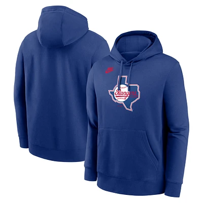 Men's Nike Royal Texas Rangers Cooperstown Collection Logo Club Pullover Hoodie