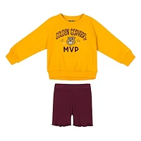 Girls Toddler Colosseum  Gold/Maroon Minnesota Golden Gophers Beta Fleece Sweatshirt and Shorts Set