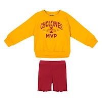 Girls Toddler Colosseum  Gold/Cardinal Iowa State Cyclones Beta Fleece Sweatshirt and Shorts Set