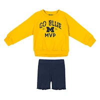 Girls Toddler Colosseum  Maize/Navy Michigan Wolverines Beta Fleece Sweatshirt and Shorts Set