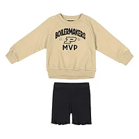 Girls Toddler Colosseum  Gold/Black Purdue Boilermakers Beta Fleece Sweatshirt and Shorts Set