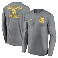 Men's Nike Heather Charcoal San Diego Padres 2-Hit Legend Performance Long Sleeve T-Shirt