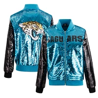 Women's Cuce Teal/Black Jacksonville Jaguars Two-Tone Team Colored Full-Zip Sequin Jacket