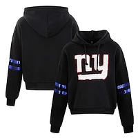 Women's Cuce Black New York Giants Cropped Sequins Pullover Hoodie