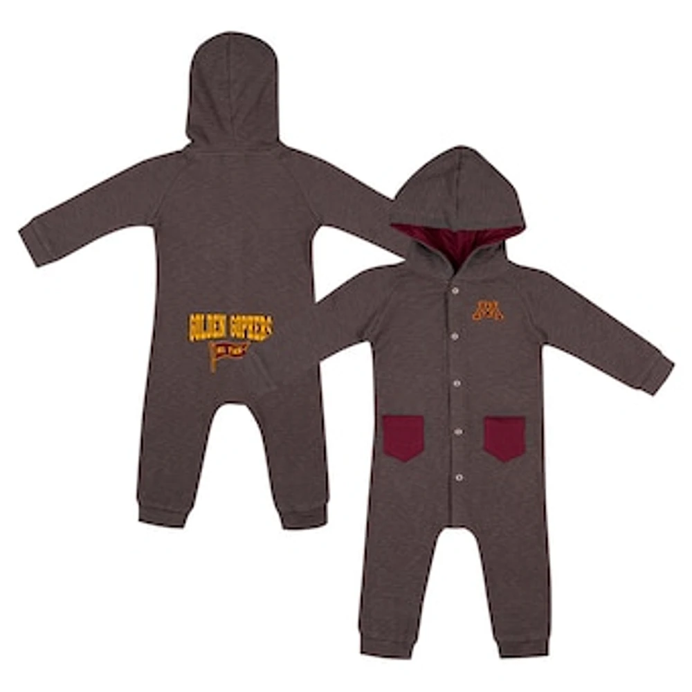 Newborn & Infant Colosseum Charcoal Minnesota Golden Gophers Zando-Zan Waffle Full-Snap Hooded Romper