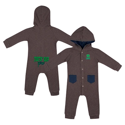 Newborn & Infant Colosseum Charcoal Notre Dame Fighting Irish Zando-Zan Waffle Full-Snap Hooded Romper