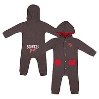 Newborn & Infant Colosseum Charcoal Oklahoma Sooners Zando-Zan Waffle Full-Snap Hooded Romper