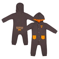 Newborn & Infant Colosseum Charcoal Tennessee Volunteers Zando-Zan Waffle Full-Snap Hooded Romper