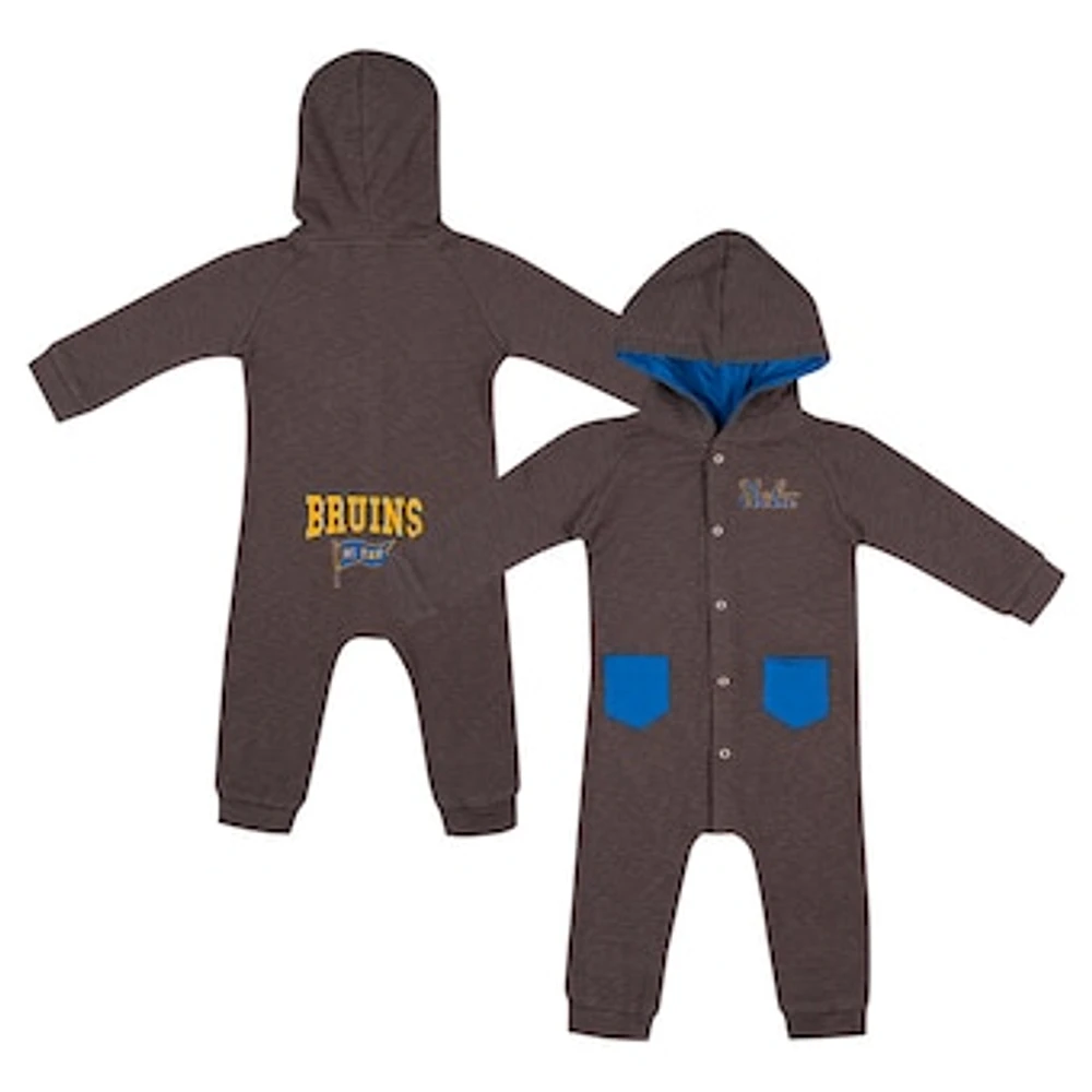 Newborn & Infant Colosseum Charcoal UCLA Bruins Zando-Zan Waffle Full-Snap Hooded Romper