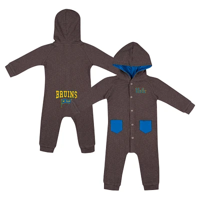 Newborn & Infant Colosseum Charcoal UCLA Bruins Zando-Zan Waffle Full-Snap Hooded Romper