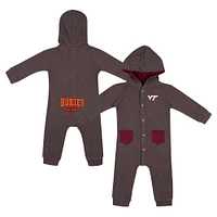 Newborn & Infant Colosseum Charcoal Virginia Tech Hokies Zando-Zan Waffle Full-Snap Hooded Romper