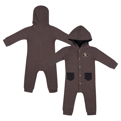 Newborn & Infant Colosseum Charcoal Colorado Buffaloes Zando-Zan Waffle Full-Snap Hooded Romper