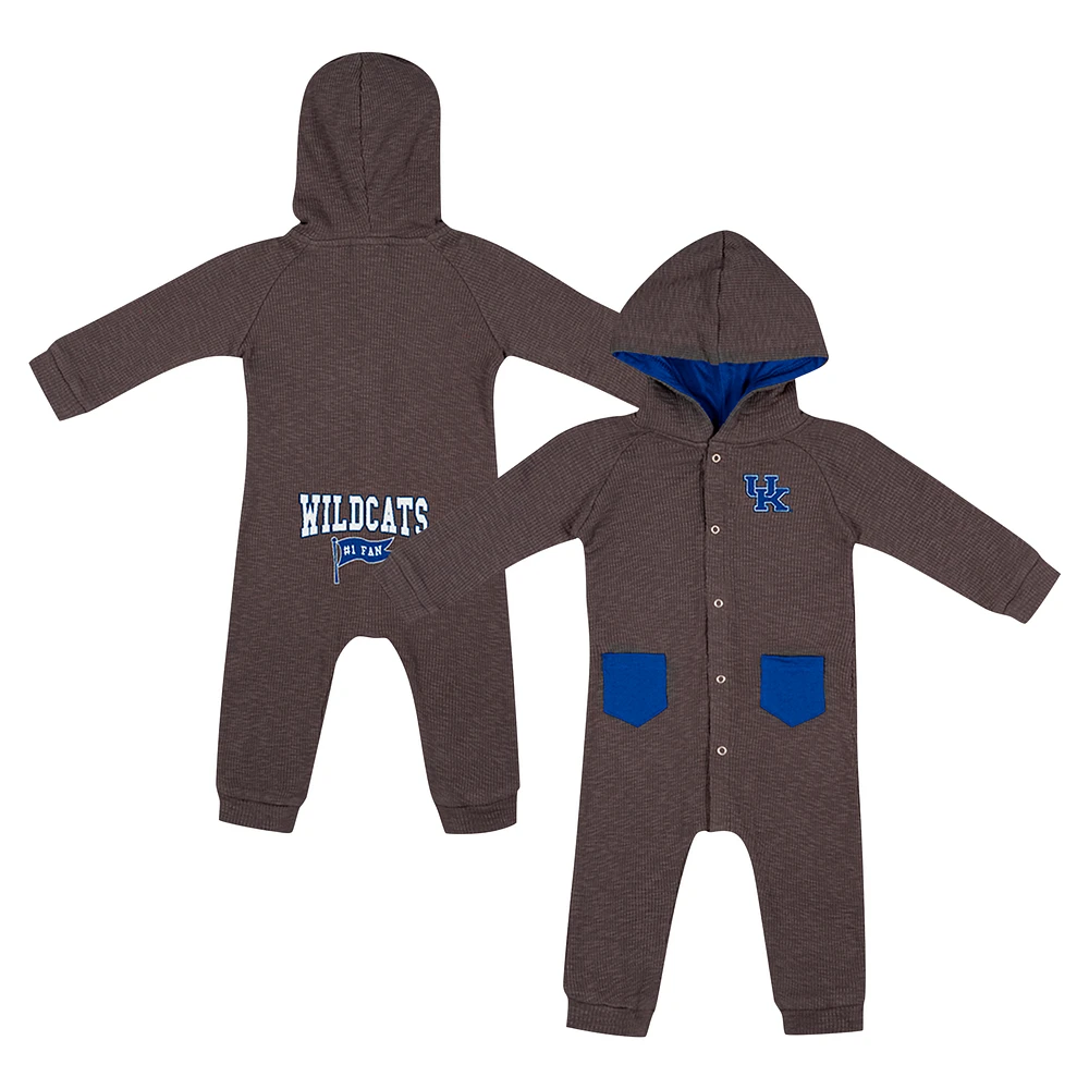 Newborn & Infant Colosseum Charcoal Kentucky Wildcats Zando-Zan Waffle Full-Snap Hooded Romper