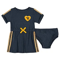 Girls Newborn & Infant Colosseum Navy West Virginia Mountaineers Xur Dress and Bloomer Set