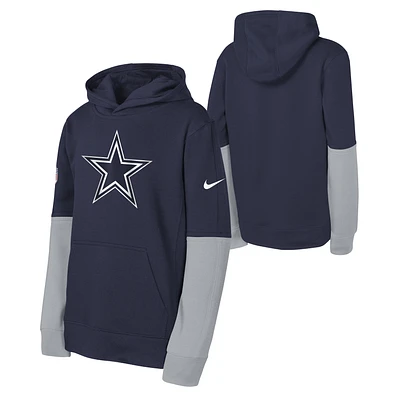 Youth Nike Navy Dallas Cowboys Club Pullover Hoodie