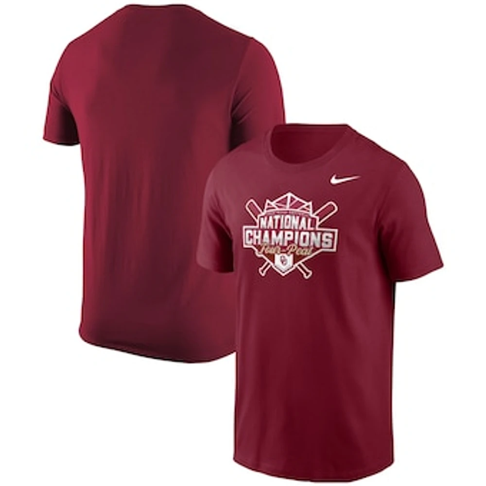 Unisex Nike Crimson Oklahoma Sooners Four-Peat NCAA Softball Women’s College World Series Champions Official Logo T-Shirt