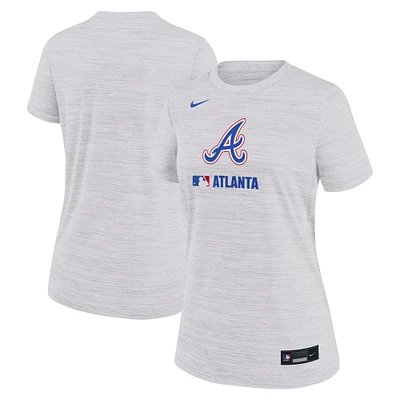 Women's Nike Ash Atlanta Braves Authentic Collection City Connect Velocity Performance T-Shirt