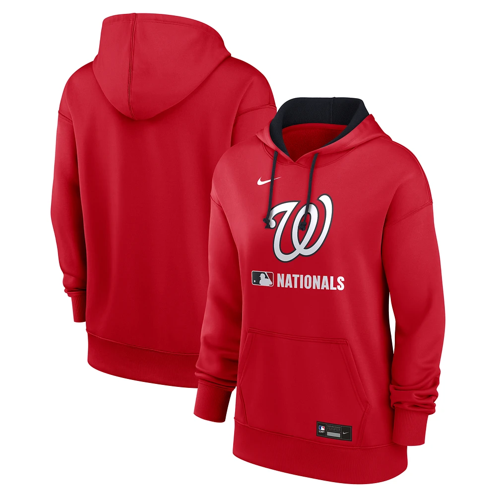 Women's Nike Red Washington Nationals Authentic Collection Performance Pullover Hoodie