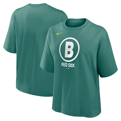 Women's Nike  Green Boston Red Sox 2025 City Connect Logo Boxy T-Shirt