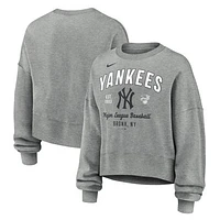 Women's Nike Heather Gray New York Yankees Oversized High Hip Pullover Sweatshirt
