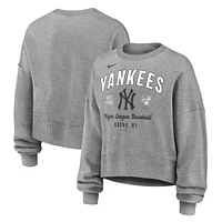 Women's Nike Heather Gray New York Yankees Oversized High Hip Pullover Sweatshirt