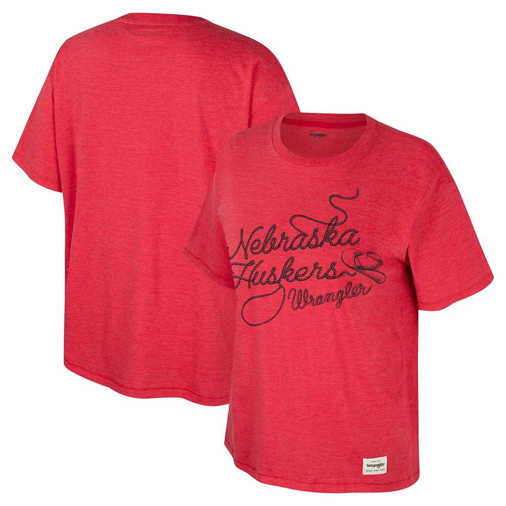 Women's Colosseum x Wrangler Scarlet Nebraska Huskers Lasso Oversized T-Shirt