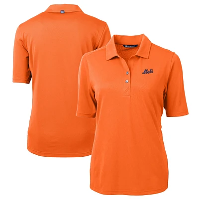 Women's Cutter & Buck  Orange New York Mets DryTec Virtue Eco Pique Recycled Polo