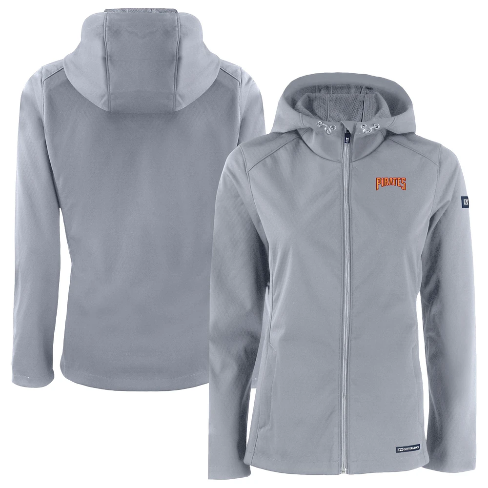 Women's Cutter & Buck Gray Pittsburgh Pirates Evoke Eco Softshell Recycled Full-Zip Jacket