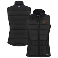 Women's Cutter & Buck  Black Baltimore Orioles Evoke Hybrid Eco PrimaLoft Softshell Recycled Full-Zip Vest