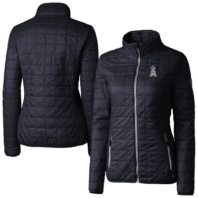 Women's Cutter & Buck Navy Los Angeles Angels Americana Rainier PrimaLoft Eco Insulated Full-Zip Puffer Jacket