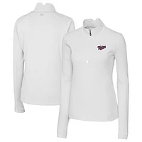 Women's Cutter & Buck White Minnesota Twins  Traverse Stretch Quarter-Zip Pullover Top
