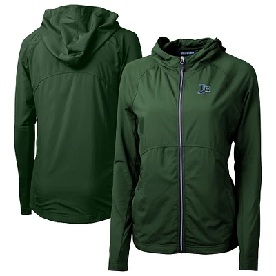 Women's Cutter & Buck Green Tampa Bay Rays Cooperstown Collection Adapt Eco Knit Hybrid Recycled Full-Zip Hoodie