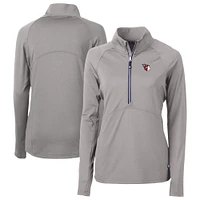 Women's Cutter & Buck Gray Cleveland Guardians  DryTec Adapt Eco Knit Stretch Recycled Raglan Half-Zip Top