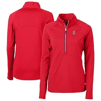 Women's Cutter & Buck Red California Angels Cooperstown Collection DryTec Adapt Eco Knit Stretch Recycled Raglan Half-Zip Top