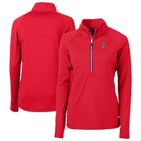 Women's Cutter & Buck Red California Angels Cooperstown Collection DryTec Adapt Eco Knit Stretch Recycled Raglan Half-Zip Top