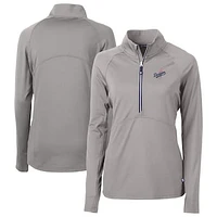 Women's Cutter & Buck Gray Los Angeles Dodgers  DryTec Adapt Eco Knit Stretch Recycled Raglan Half-Zip Top