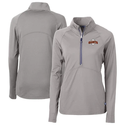 Women's Cutter & Buck Gray San Francisco Giants  DryTec Adapt Eco Knit Stretch Recycled Raglan Half-Zip Top