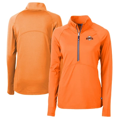 Women's Cutter & Buck Orange San Francisco Giants  DryTec Adapt Eco Knit Stretch Recycled Raglan Half-Zip Top