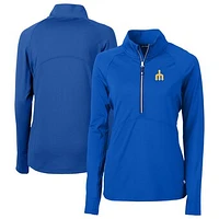 Women's Cutter & Buck Royal Seattle Mariners  DryTec Adapt Eco Knit Stretch Recycled Raglan Half-Zip Top